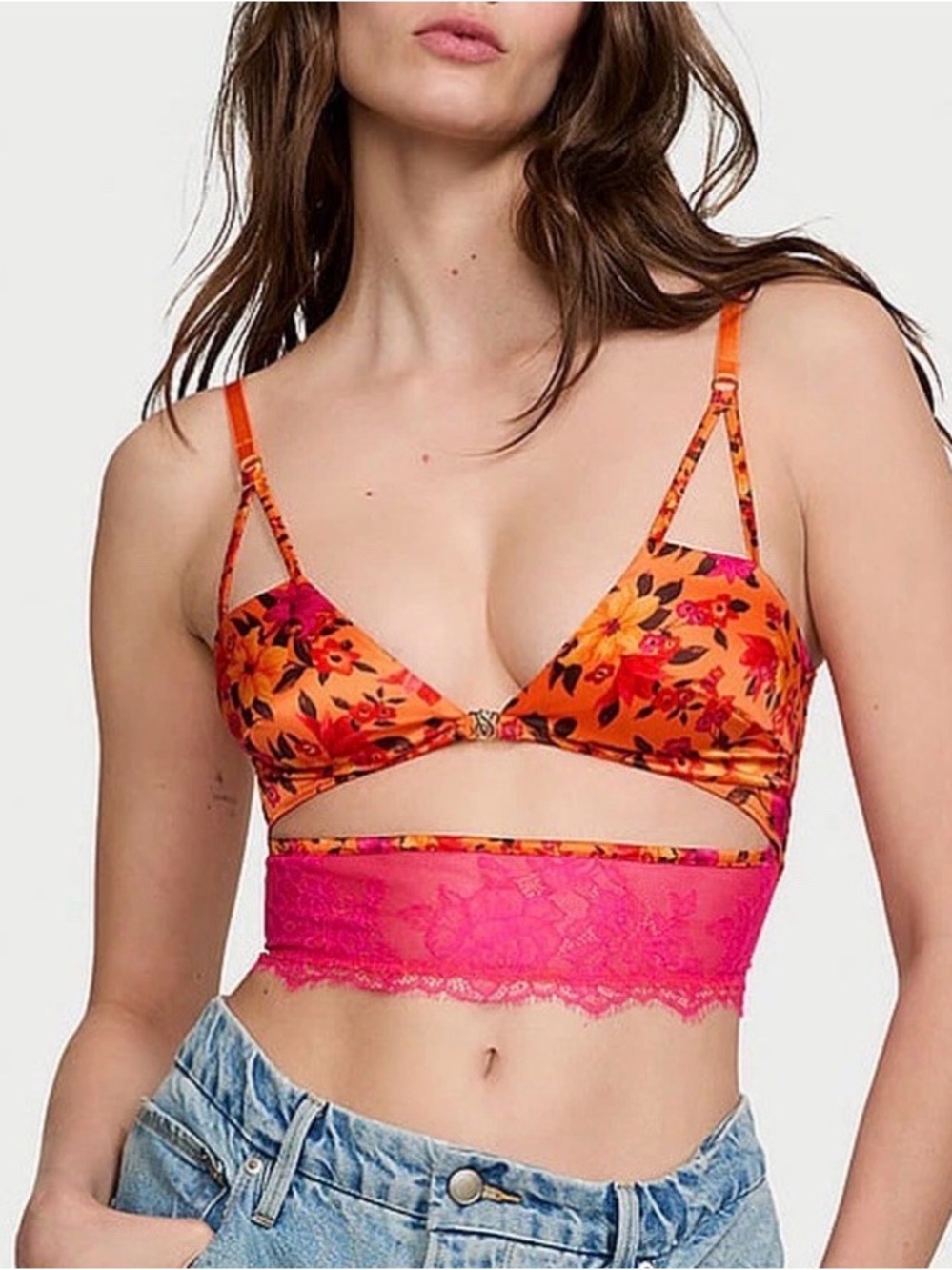Victoria’s Secret Very Sexy Tropical Satin Lace Cutout Bra Floral Bralette